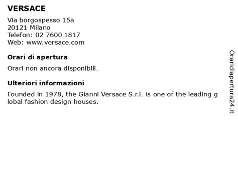 versace outlet noventa orari|ᐅ Orari di apertura „VERSACE“ .